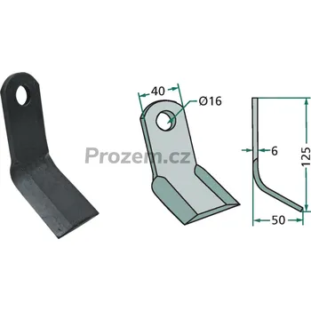 Pracovní nůž Mulčovací Y-nůž pro Bucher, Procomas, Rapid, 125/6/16 mm