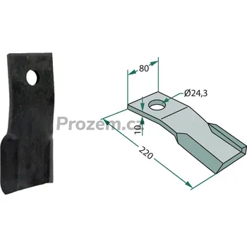 Mulčovací nůž levý pro Humus, 220/10/24,3 mm