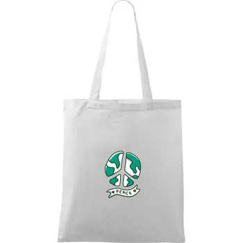 Planeta - Peace symbol - Taška bavlněná - 42 x 38 cm ( Bílá )