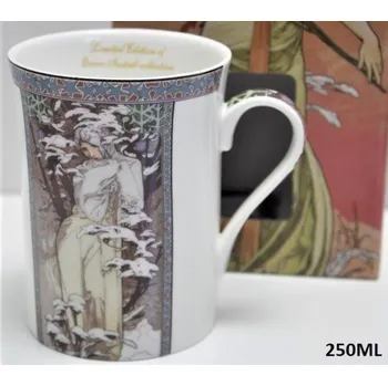 Queen Isabell Collection Porcelánový hrnek A. Mucha ZIMA v dárkové krabičce - 250 ml