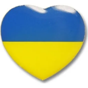 Odznak (pins) 16mm vlajka Ukrajina Srdce - barevný