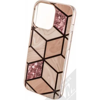 Pouzdro na mobilní telefon 1Mcz Geometric Marble Cover ochranný kryt pro Apple iPhone 13 Pro růžově zlatá (rose gold)