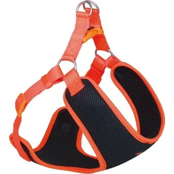 Postroj pro psa Nobby BLACK MESH REFLECT hrudní postroj oranžová neon L