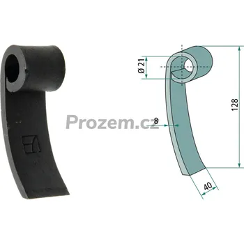 Pracovní nůž Mlátící nůž pro Bomford, 128/8/21 mm