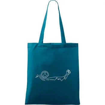 Nákupní taška Pěst a symbol míru - Taška bavlněná - 42 x 38 cm ( Petrolejová )