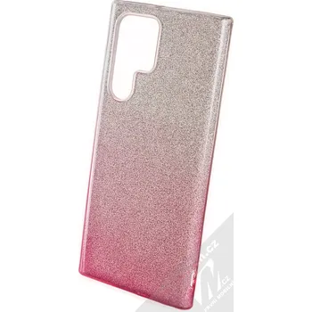 Pouzdro na mobilní telefon 1Mcz Shining Duo TPU třpytivý ochranný kryt pro Samsung Galaxy S22 Ultra 5G stříbrná růžová (silver pink)