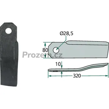 Pracovní nůž Mulčovací nůž levý pro Schmidt, 1590595, 320/10/28,5 mm