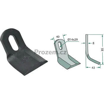 Mulčovací Y-nůž pro Agrimaster, Ferri, Howard, Zampini, Zanon, 0901049, 85/8/14x29 mm