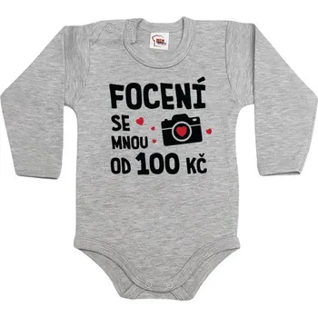 Kojenecký body Body s potiskem Focení 100 Kč, Barva Tmavý melír, Velikost 86 / 12-18m, Canvas Dětské body Bezvatriko.cz 0609