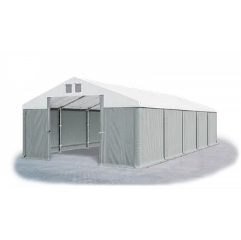 Zahradní stan Skladový stan 8x12x2,5m střecha PVC 620g/m2 boky PVC 620g/m2 konstrukce POLÁRNÍ Bílá Šedá Šedá