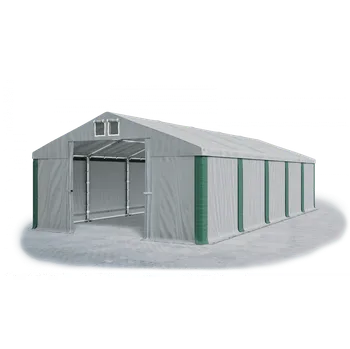 Zahradní stavba Skladový stan 8x9x3,5m střecha PVC 580g/m2 boky PVC 500g/m2 konstrukce POLÁRNÍ PLUS Šedá Šedá Zelená