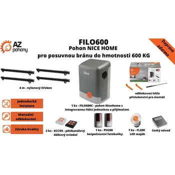 FILO600 - pohon Nice Home pro posuvnou bránu do hmotnosti 600 kg