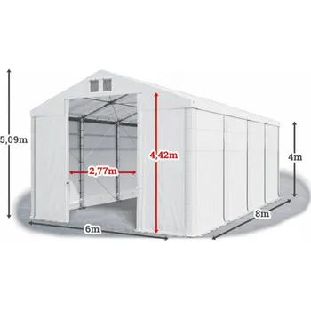 Zahradní stan Skladový stan 6x8x4m střecha PVC 560g/m2 boky PVC 500g/m2 konstrukce ZIMA PLUS Bílá Bílá Bílá
