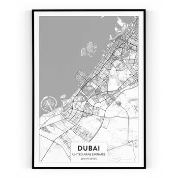 Plakát Plakát / Obraz Mapa Dubai Pololesklý saténový papír A4 - 21 x 29,7 cm