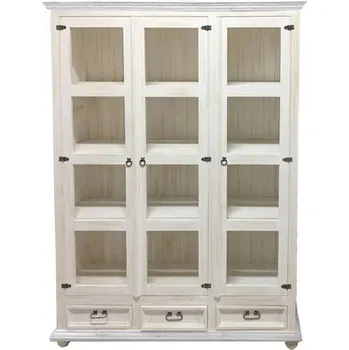 Komoda Masivní vitrína WHITE HOME Slim VIT108/2 oddělená Barevné provedení: Bílá patina - K03