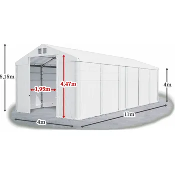 Zahradní stavba Skladový stan 6x11x4m střecha PVC 580g/m2 boky PVC 500g/m2 konstrukce ZIMA Bílá Bílá Bílá