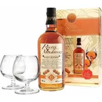 Likér Malecon 12 años + 2 sklenice 0,7 l 40 %