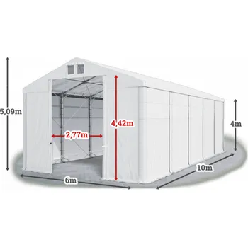 Zahradní stan Skladový stan 6x10x4m střecha PVC 620g/m2 boky PVC 620g/m2 konstrukce POLÁRNÍ Bílá Bílá Bílá