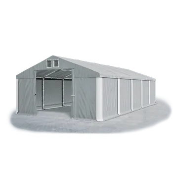 Zahradní stan Skladový stan 6x16x3m střecha PVC 620g/m2 boky PVC 620g/m2 konstrukce ZIMA Šedá Šedá Bílá