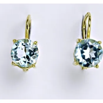 Náušnice Zlaté náušnice,přírodní topaz sky 8 mm , žluté zlato - NK 1357