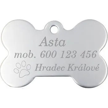 Vojenské psí známky Hliníková psí známka kost (stříbrná)