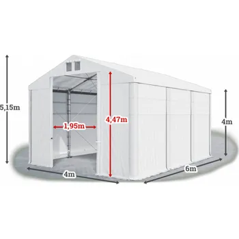 Zahradní stan Skladový stan 4x6x4m střecha PVC 560g/m2 boky PVC 500g/m2 konstrukce ZIMA PLUS Bílá Bílá Bílá