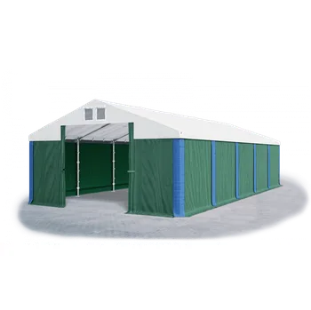 Zahradní stan Skladový stan 5x20x2m střecha PVC 560g/m2 boky PVC 500g/m2 konstrukce POLÁRNÍ Bílá Zelená Modrá