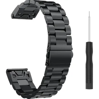 MůjMiBand.cz Masivní celokovový řemínek pro Garmin EasyFit/QuickFit 26mm Barva: černá
