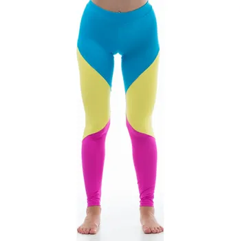 Oblečení a móda Dámské dlouhé sportovní legíny Rio A6102 modrá/žlutá/růžová - Litexo S