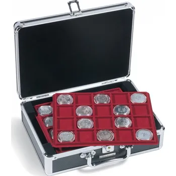 Obal pro sběratelský předmět LEUCHTTURM Kufr na plata na mince CARGO S6, červené plata Typ: Průměr 41 mm