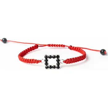 Náramek WUX Macramé kostička černý krystal VELIKOST NÁRAMKU: Pánská....18cm, BARVA PROVÁZKU: Tmavě hnědá, PRŮMĚR PROVÁZKU: Ø 1mm