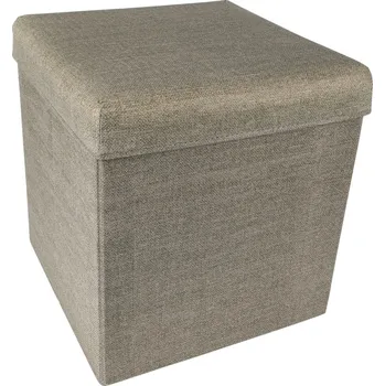 Taburet Home Life Taburet s úložným prostorem 37 x 37 cm textil/MDF béžový