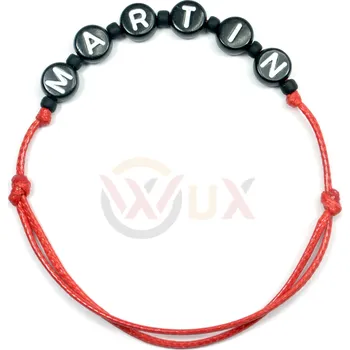 Náramek WUX Kabbalah s jménem a černým korálkem VELIKOST NÁRAMKU: Dámská...16cm, BARVA PROVÁZKU: Červená