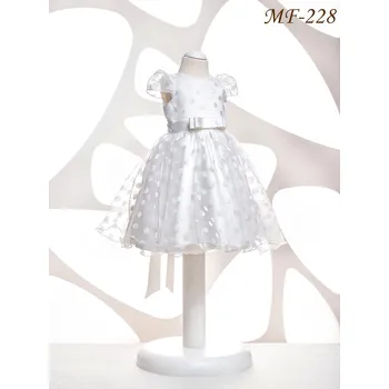 Dívčí šaty Puntíkované svatební šatičky pro malé družičky: MF-228 Barva: bílá, Vybraná velikost: velikost 80