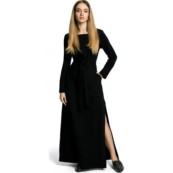 Dámské šaty Značkové maxi šaty bavlna s bočním rozparkem M354 - M Barva: Černá, Velikost: M