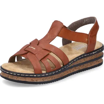 Dámské sandále DÁMSKÉ SANDÁLY RIEKER 62918-22 HNĚDÁ Barva: HNĚDÁ, Velikost: 41
