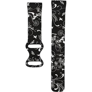 Příslušenství k chytrým hodinkám eses Silikonový řemínek pro Fitbit Versa 3 a 4, Sense 1 a 2 - Velikost L, černý s květinami