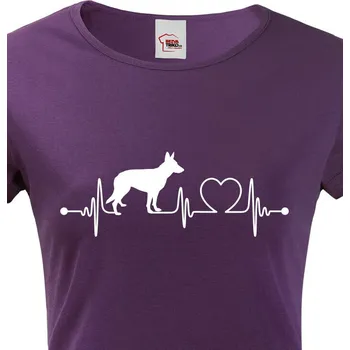 Dámské tričko Dámské tričko Německý ovčák tep, Barva Fialová Bezvatriko.cz 1022 - 1x cerna