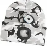 Čepice LED, 4x SMD LED, USB nabíjení, kamufláž šedá, uni