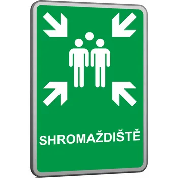 Velkoplošné cedule - Shromaždiště text samolepící PVC fólie 500x300 mm