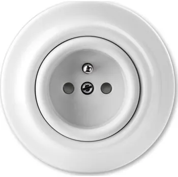 Elektrická zásuvka ABB DECENTO Zásuvka s ochranným kolíkem s clonkami bílá-porcelán 5519K-C02357
