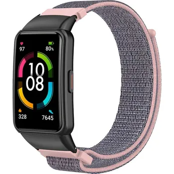 Ostatní příslušenství k chytrým hodinkám eses Nylonový řemínek pro Huawei Band 6, Honor Band 6 a Band 7 - Růžový