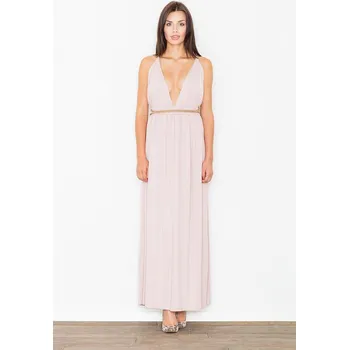 Dámské šaty Značkové letní šaty na ramínka s odhalenými zády M483 - L Barva: Světle Růžová, Velikost: L