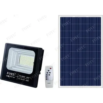 Stojací lampa FOYU FO-40 reflektor s venkovním solárním panelem IP67 s dálkovým ovládáním s časovačem studená bílá 40w