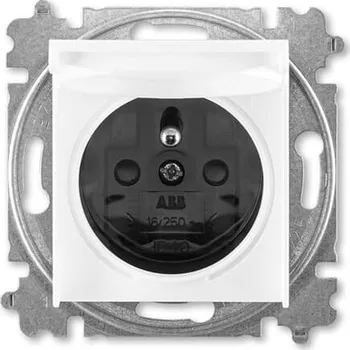 Elektrická zásuvka ABB LEVIT Zásuvka s ochr. kolíkem s víčkem bílá/kouřová černá 5519H-A02397 62