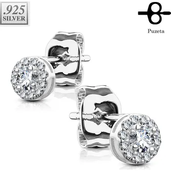 Náušnice Steel Edge Stříbrné náušnice pecky se zirkony SEEE023-CZ