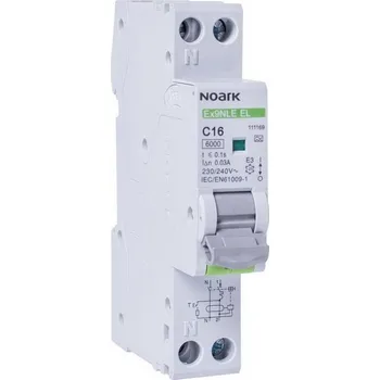 Proudový chránič Proudový chránič s jističem NOARK 111154 EX9NLE 1PN C10 30mA 1M 6kA typ AC