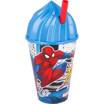 Termohrnek Kelímek s brčkem 430 ml - "Streets", Spiderman