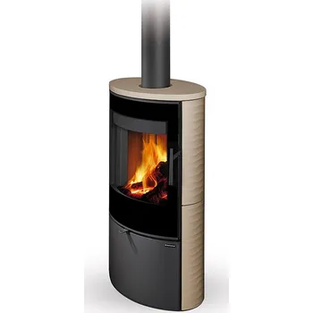 Krbová kamna ROMOTOP SONE G 01 keramika slonová kost 92360 - keramická krbová kamna s reliéfem a designovým sklem