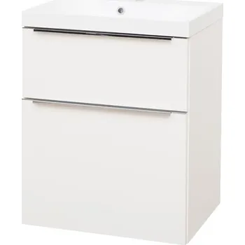 Mailo, koupelnová skříňka s umyvadlem z litého mramoru 61 cm, bílá, úchytka: chrom CN510M